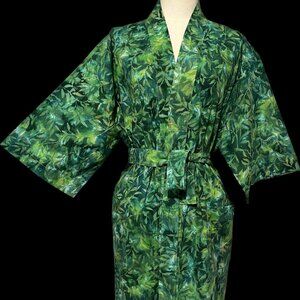 Rainforest Bali Batik Cotton Robe, one-of-a-kind